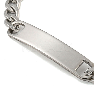 Non-Tarnish 304 Stainless Steel Curb Chain ID Bracelets for Women LS-BJEW-U003-03P-1