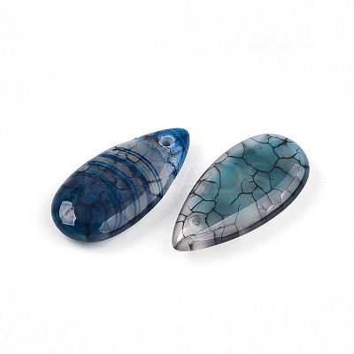 Natural Dragon Veins Agate Pendants G-N0325-16E-1