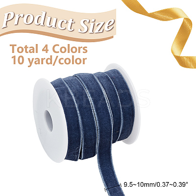 40 Yards 4 Colors Single Face Velvet Ribbon with 4Pcs Plastic Empty Spools SRIB-HY0001-09B-1