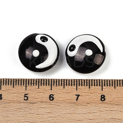 Yin-yang Theme Baking Paint Glass Beads LAMP-B028-01B-1