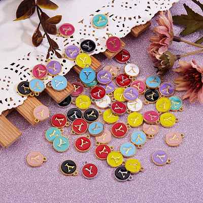 120Pcs 12 Colors Golden Plated Alloy Charms ENAM-SZ0001-64Y-1