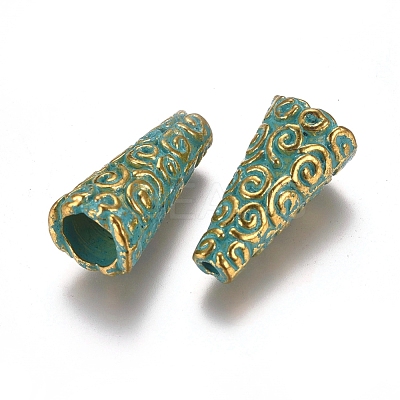 Tibetan Style Enamel Bead Cones TIBE-A007-028GG-1