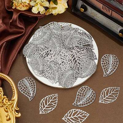 60Pcs 2 Styles Iron Leaf Ornaments AJEW-GF0012-11A-1