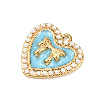 304 Stainless Steel Enamel Pendants STAS-P430-05G-01-1