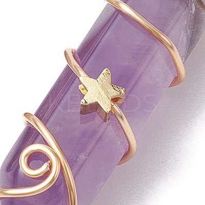 Natural Amethyst Double Terminal Pointed Pendants PALLOY-JF02672-01-1