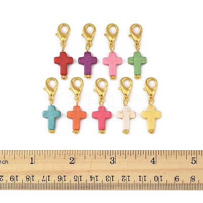 80Pcs Synthetic Turquoise Cross Pendant Decorations HJEW-FS00038-1