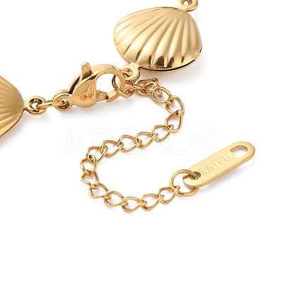 304 Stainless Steel Shell Link Chain Bracelets for Women BJEW-Z076-02G-1