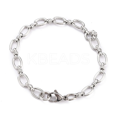 Tarnish Resistant 304 Stainless Steel Oval Link Chain Bracelets BJEW-Z011-16P-1