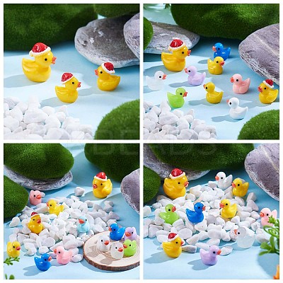 80 Pcs Tiny Ducks Mini Resin Duck Colorful Mini Duck Bulk Fairy Tale Garden Animal Sculpture Resin Duck Image for Miniature Landscape JX344A-1