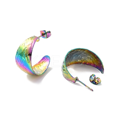 Ion Plating(IP) 304 Stainless Steel Chunky C-shape Stud Earrings EJEW-P198-05MC-1