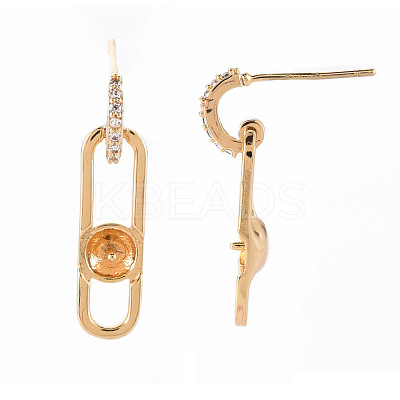 Brass Micro Pave Clear Cubic Zirconia Dangle Stud Earrings Findings KK-T062-73G-NF-1