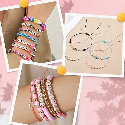 Valentine's Day Theme DIY Polymer Clay Beads & Alloy Enamel Charm Stretch Bracelets Making Kits DIY-SP0003-43-1