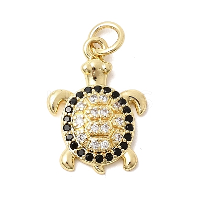 Brass Pave Clear Cubic Zirconia Pendants KK-G554-08C-G-1