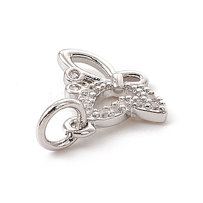 Brass Micro Pave Clear Cubic Zirconia Butterfly Charms ZIRC-F132-54P-1