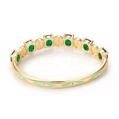 Rack Plating Virgin Mary Brass Bangles with Micro Pave Cubic Zirconia BJEW-E071-03G-1