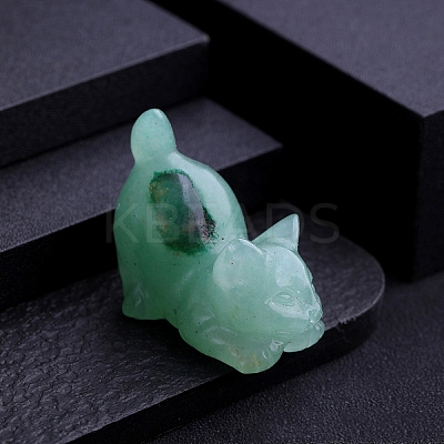 Natural Green Aventurine Carved Cat Statue PW-WG44631-01-1