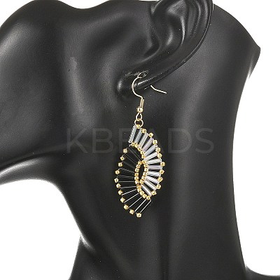 Glass Braided Beads Dangle Earrings EJEW-MZ00746-1