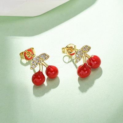 Brass Micro Pave Cubic Zirconia Stud Earrings EJEW-D322-05G-02-1