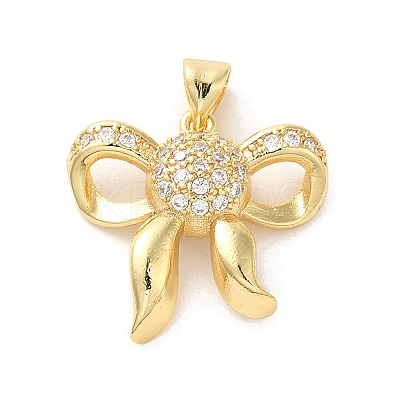 Rack Plating Brass Micro Pave Clear Cubic Zirconia Pendants KK-A206-05D-G-1