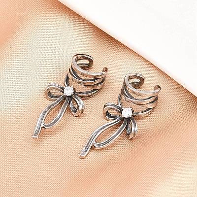316 Surgical Stainless Bowknot Cuff Earrings EJEW-C160-02AS-1