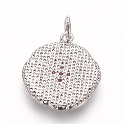 Brass Micro Pave Cubic Zirconia Pendants KK-P156-13P-01-NR-1