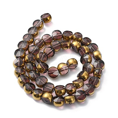 Half Plated Electroplate Transparent Glass Beads Strands EGLA-E060-02A-HP03-1