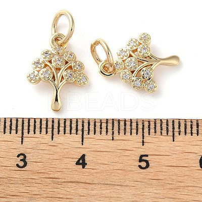 Rack Plating Brass Micro Pave Clear Cubic Zirconia Charms X-KK-D097-05G-1