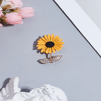 1Pc Spray Printed Alloy Rhinestone Brooches JEWB-LP0004-05-1