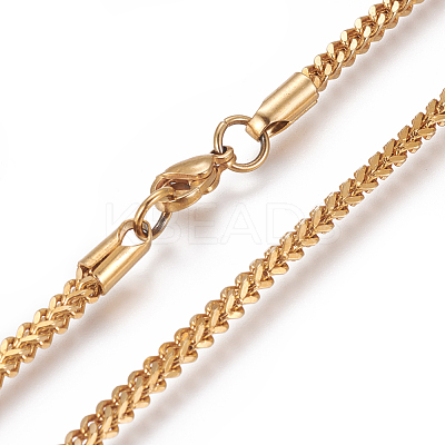 304 Stainless Steel Wheat Chain Necklaces NJEW-L160-005C-G-1