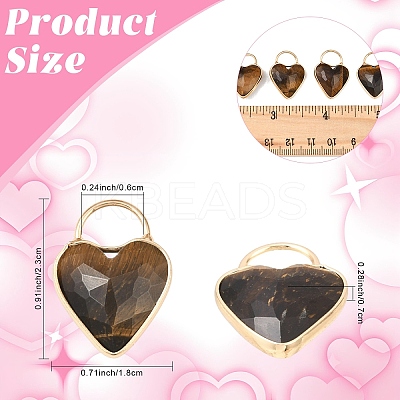 2Pcs Natural Tiger Eye Faceted Pendans KK-YW0003-63A-1