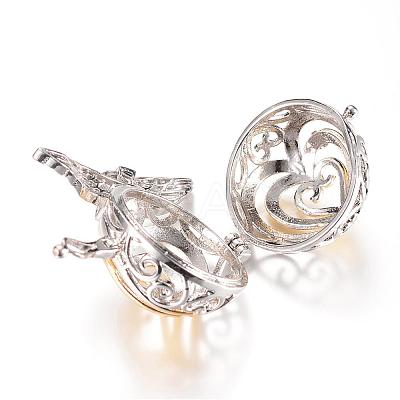 Rack Plating Brass Cage Pendants KK-R036-01-1