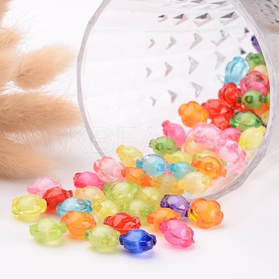Mixed Color Transparent Faceted Flower Acrylic Beads X-TACR-S104-M-1