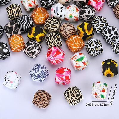 Colorful Pattern Printed Silicone Focal Beads LS-SI-JX0022A-18-1