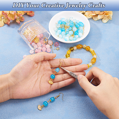 3 Sets 3 Styles DIY Lampwork Beads & Alloy Pendant & Link & Bead Caps Jewelry Findings Kits DIY-TA0011-60-1
