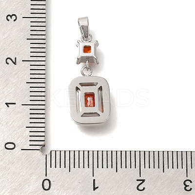 304 Stainless Steel Micro Pave Cubic Zirconia Pendants STAS-H228-03P-04-1