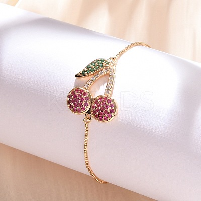 Cherry Brass Micro Pave Cubic Zirconia Link Slider Bracelets KK-R217-54G-1