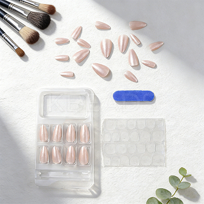 1 Bag ABS Plastic Mermaid Metallic Effect Press On False Nails MRMJ-CP0001-63-1