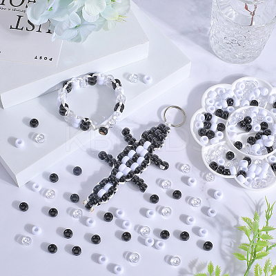 600Pcs 3 Colors Opaque Plastic Beads KY-SC0001-89-1