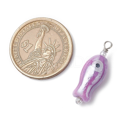 Fish Shaped Evil Eye Glazed Porcelain Pendants PALLOY-JF03803-1