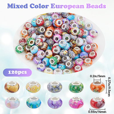 120Pcs Resin European Beads FIND-SP0002-05E-1