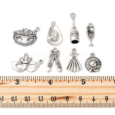 40Pcs 8 Styles Banquet Theme Tibetan Style Alloy Pendants TIBE-FP0001-09-1