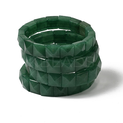 Square Natural Green Aventurine Beads Stretch Bracelets for Women Men BJEW-C097-06O-1