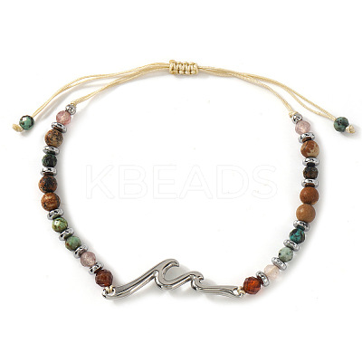 304 Stainless Steel Wave Link Bracelets NC8971-2-1