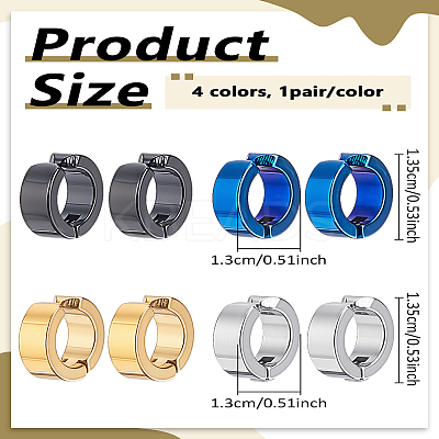 8Pcs 4 Colors Stailess Steel Cuff Earrings EJEW-LP0007-054-1