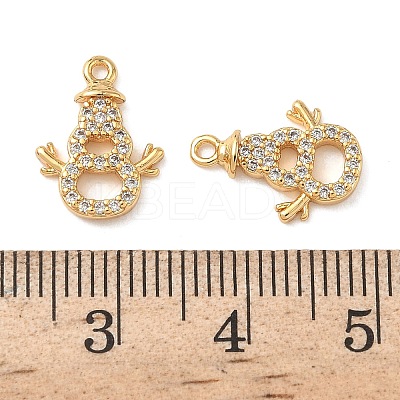 Christmas Brass Micro Pave Clear Cubic Zirconia Charms KK-B160-41G-01-1