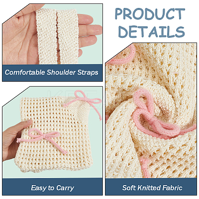 Polyester Bowknot Knitted Shoulder Bags for Women AJEW-WH20816-075A-1