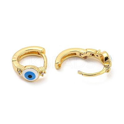 Evil Eye Real 18K Gold Plated Brass Hoop Earrings EJEW-L269-066G-1
