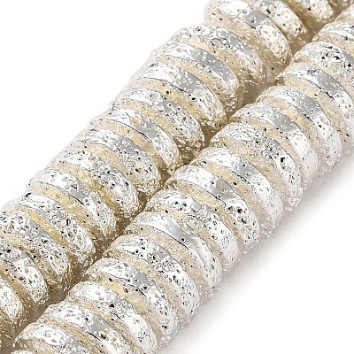 Electroplated Natural Lava Rock Beads Strands G-I360-A05-04-1