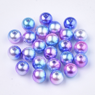 Rainbow ABS Plastic Imitation Pearl Beads OACR-Q174-8mm-06-1