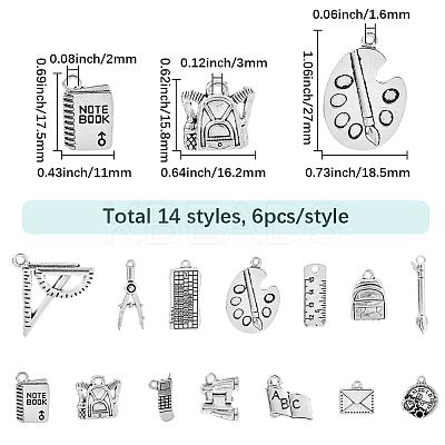 56Pcs 14 Styles Tibetan Style Alloy Pendants TIBE-SC0002-49-RS-1